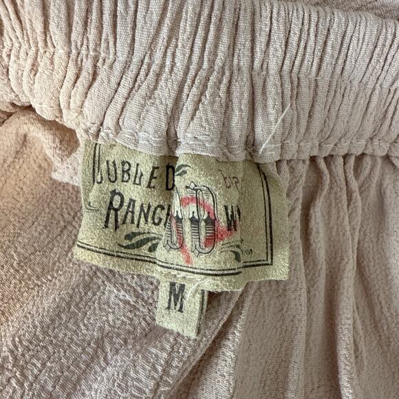 Double D Ranch Tiered Broomstick Midi Skirt Size M Blush Pink Crepe Western Boho - Picture 5 of 5